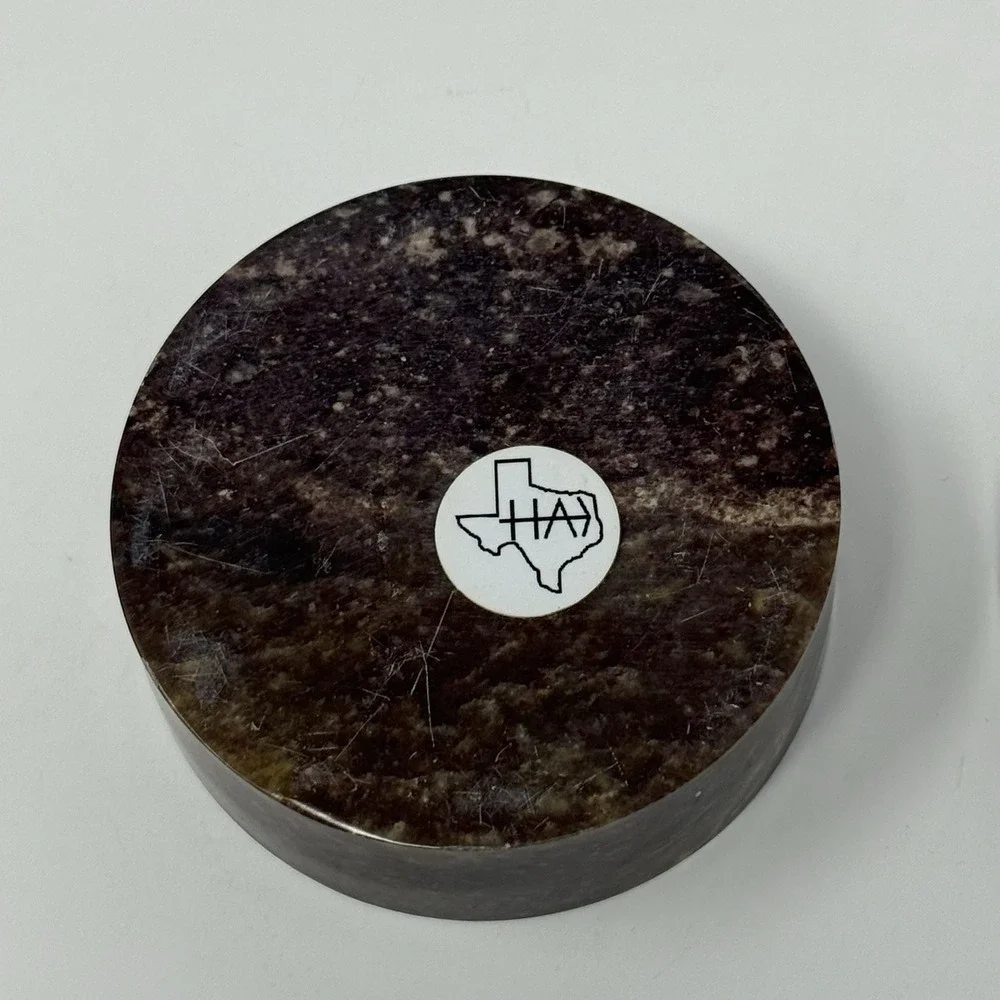 The State Of Texas Marble Granite Trinket Keepsake Gift Box Vtg Metal Emblem
